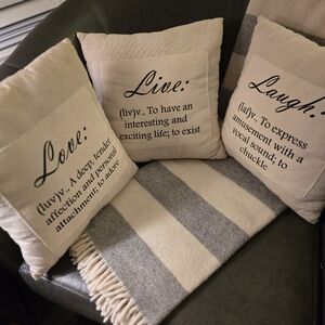 Set of Three Decorative Quote Pillows
